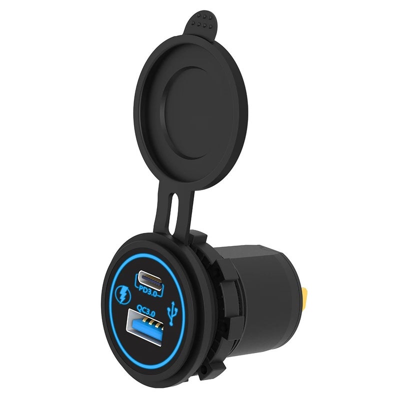 Bluejw 66W Dual Port Car Charger: 36W QC3.0 USB A + 30W USB C PD Fast Charging for 12V/24V Automobile Chargers, Bus, Truck - Quick Charge Outlet Socket - Image 1